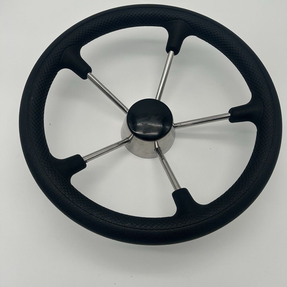 Steering Wheel 11.5 Inch Boat 5 Spoke New Pattern Black PU Grip Marine Universal